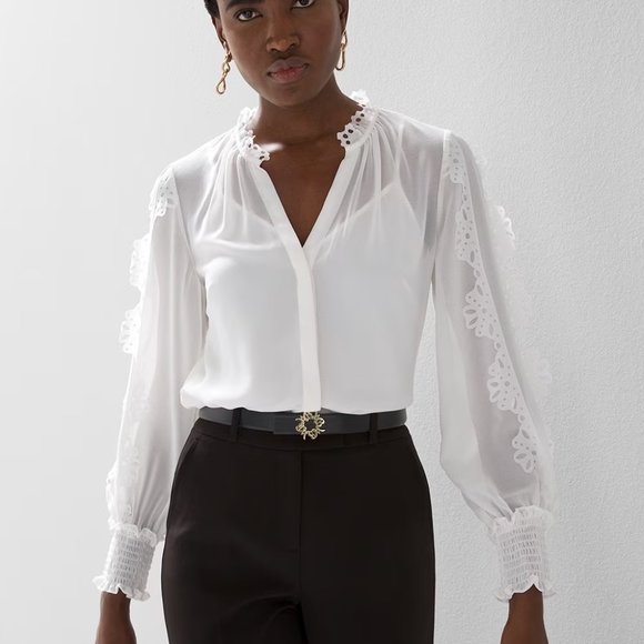 White House Black Market Tops - nwt white house black market laser cut blouse s small
